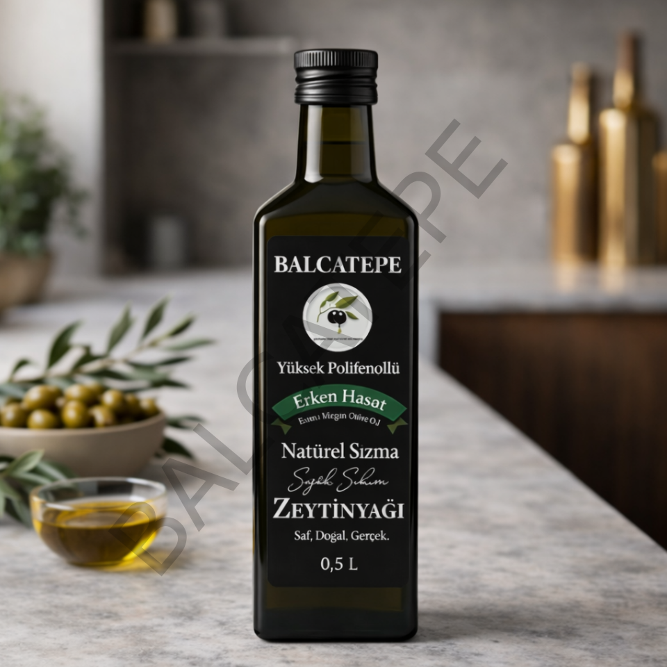 Erken Hasat Soğuk Sıkım Sızma Zeytinyağı Filtresiz 500 ml Cam Şişe