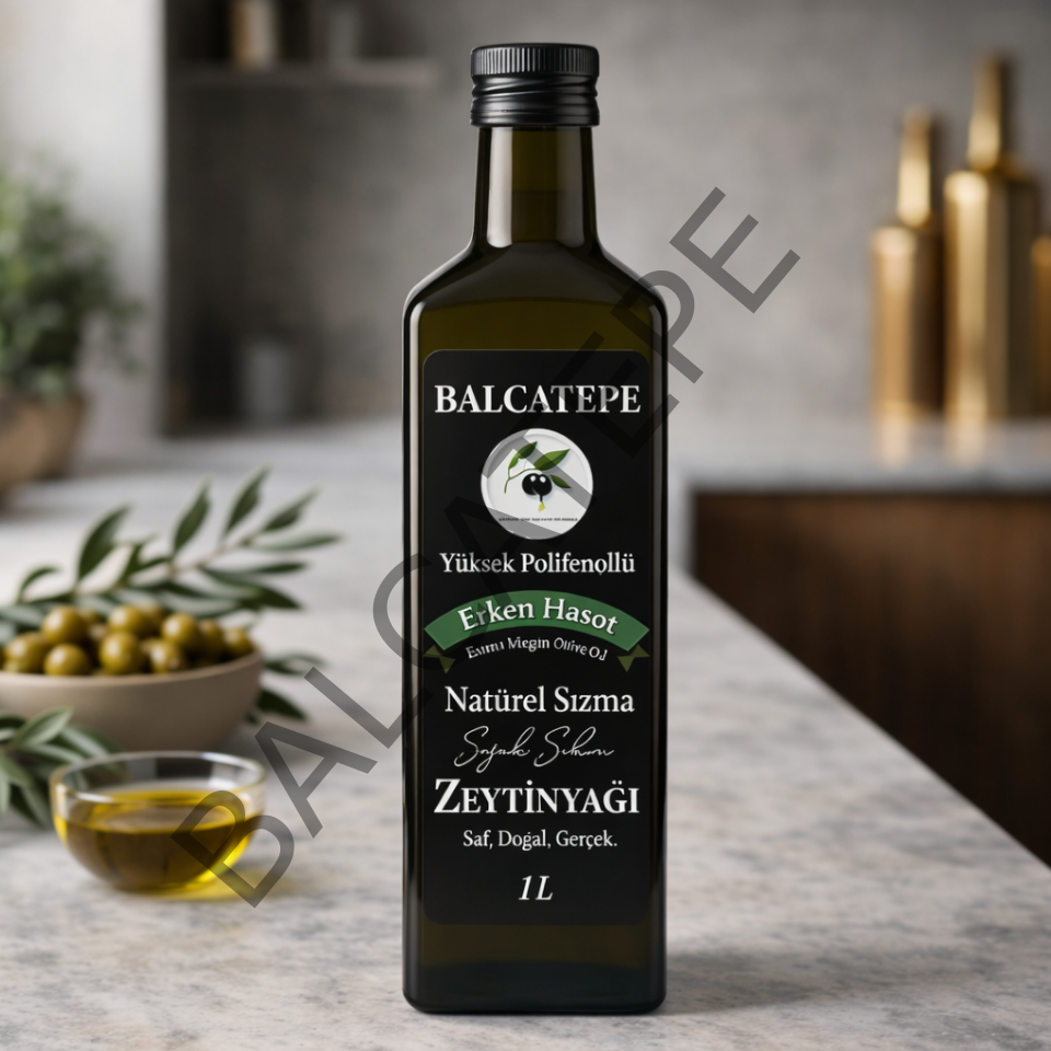 Erken hasat soğuk sıkım filtresiz zeytinyağı 1L cam şişe