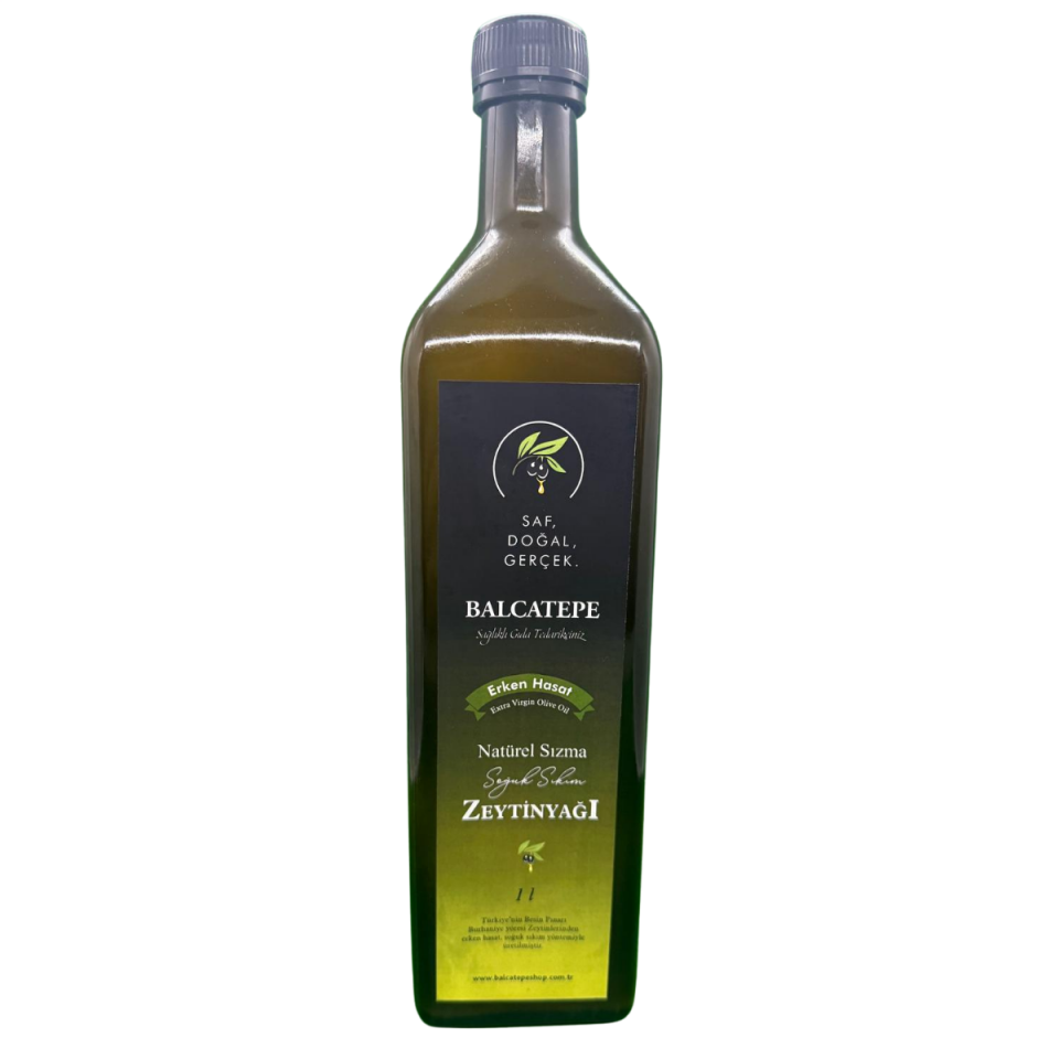 Erken Hasat Soğuk Sıkım Natürel Sızma Zeytinyağı 1 L Cam Şişe