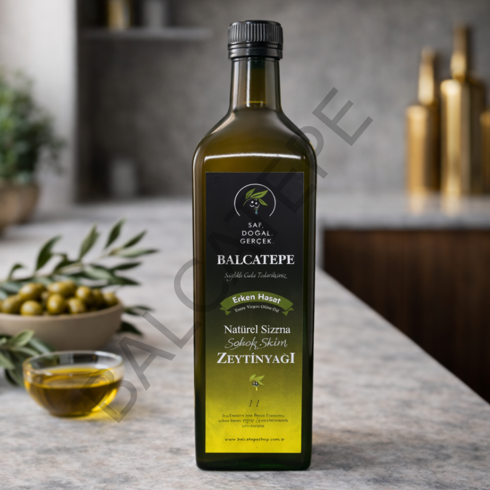 Erken Hasat Soğuk Sıkım Natürel Sızma Zeytinyağı 1 L Cam Şişe